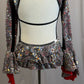 Gray, Metallic Red, and Black VelvetLong Sleeve Leotard - Rhinestones