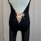 *Custom* Black Lace and Mesh Halter Neck Unitard - Rhinestones