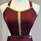 *Custom* Burgundy Strappy Sleek Asymetrical Dress - Rhinestones