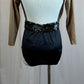 *Custom* Taupe and Black 3/4 Sleeve Leotard with Floral Accents - Rhinestones