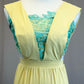 *Custom* Pale Yellow Unitard with Teal Embroidered Top