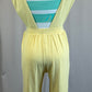 *Custom* Pale Yellow Unitard with Teal Embroidered Top