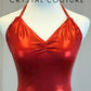 Red Metallic Lycra Biketard Dress with Tiered Skirt