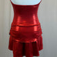 Red Metallic Lycra Biketard Dress with Tiered Skirt