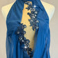 *Custom* Blue Mock Neck Mesh Leotard Dress - Appliques