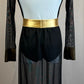 *Custom* Black and Gold Striped Long Sleeve Mesh Leotard with Skirt