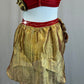 *Custom* Red and Gold Ruffled Asymmetric Bra Top and Brief Two-Piece - Rhinestones