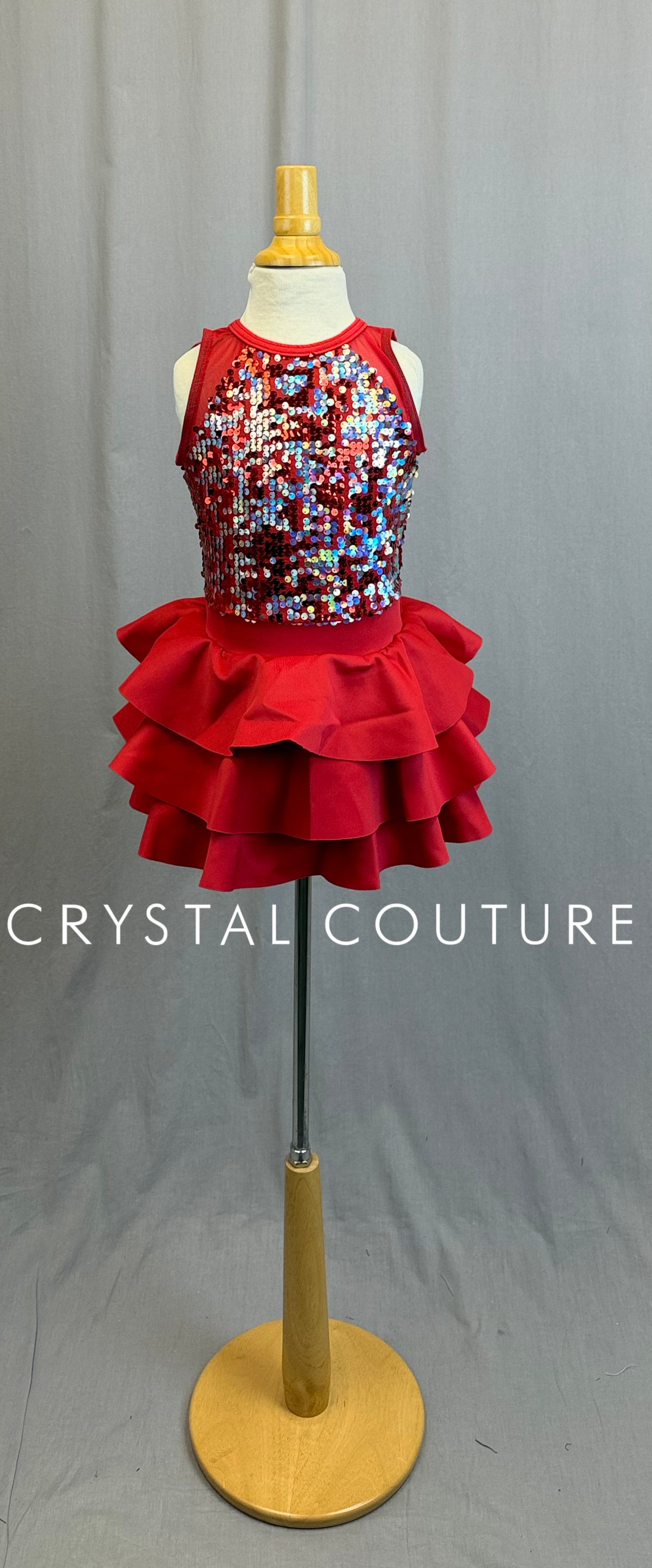 Red and Silver Sequin Dress