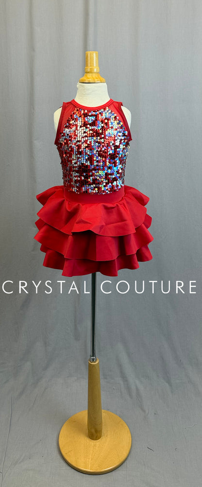 Red and Silver Sequin Dress
