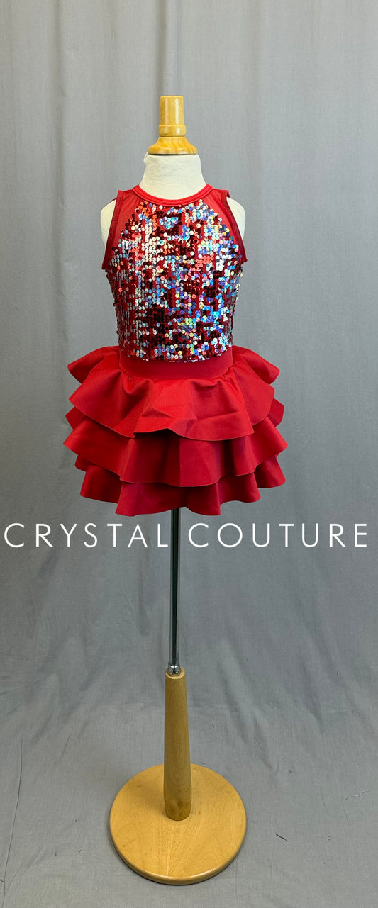 Red and Silver Sequin Dress