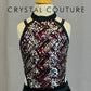Black and Pink Sequin and Fringe Leotard