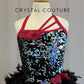 Black and Silver Sequin Feather Bustle Leotard with Pink Accents