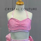 Pink Lace Bra Top and Brief with Ruffle Bustle Two-Piece Set-Rhinestones