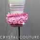Pink Lace Bra Top and Brief with Ruffle Bustle Two-Piece Set-Rhinestones