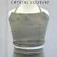 Taupe Corset Top and Asymetrical Mesh Pant Two-Piece Set
