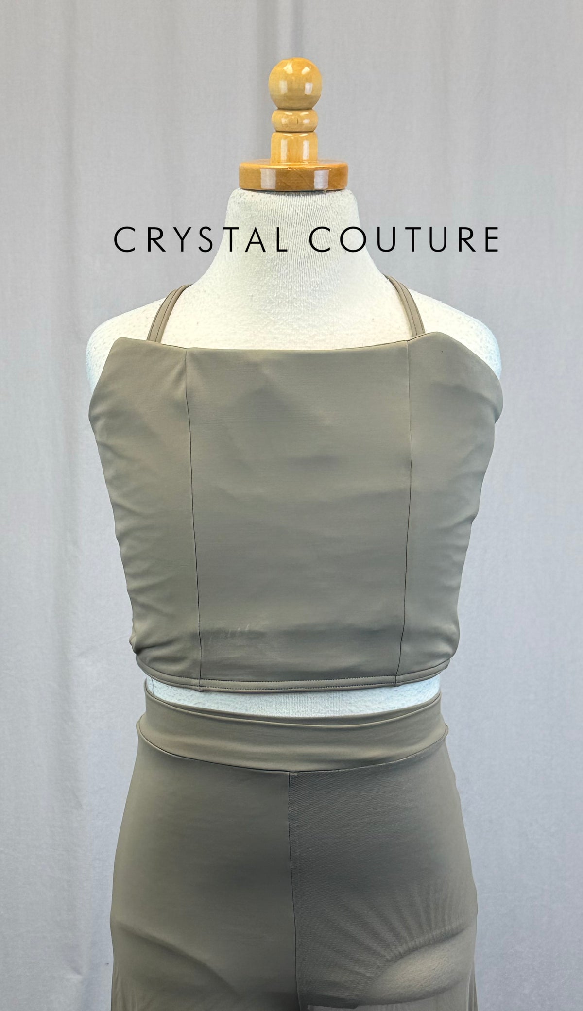 Taupe Corset Top and Asymetrical Mesh Pant Two-Piece Set