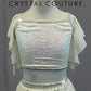 Cream Flutter Sleeve Sequin and Mesh Two-Piece Set - Rhinestones