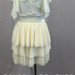 Cream Flutter Sleeve Sequin and Mesh Two-Piece Set - Rhinestones