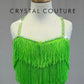 Ballroom Inspired Neon Green Fringe Leotard-Rhinestones