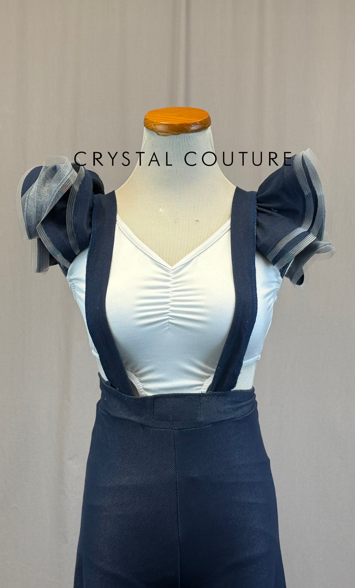 White and Denim Leotard and Pant Set