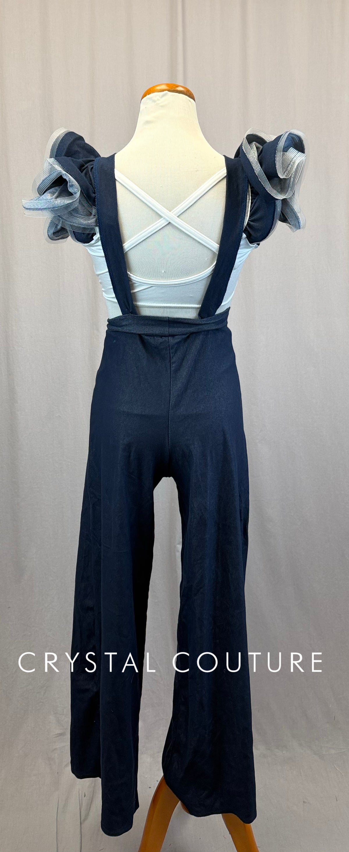 White and Denim Leotard and Pant Set