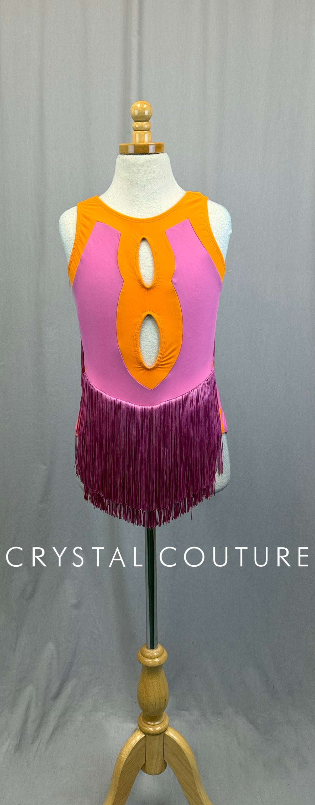 Pink and Orange Leotard with Fringe Skirt
