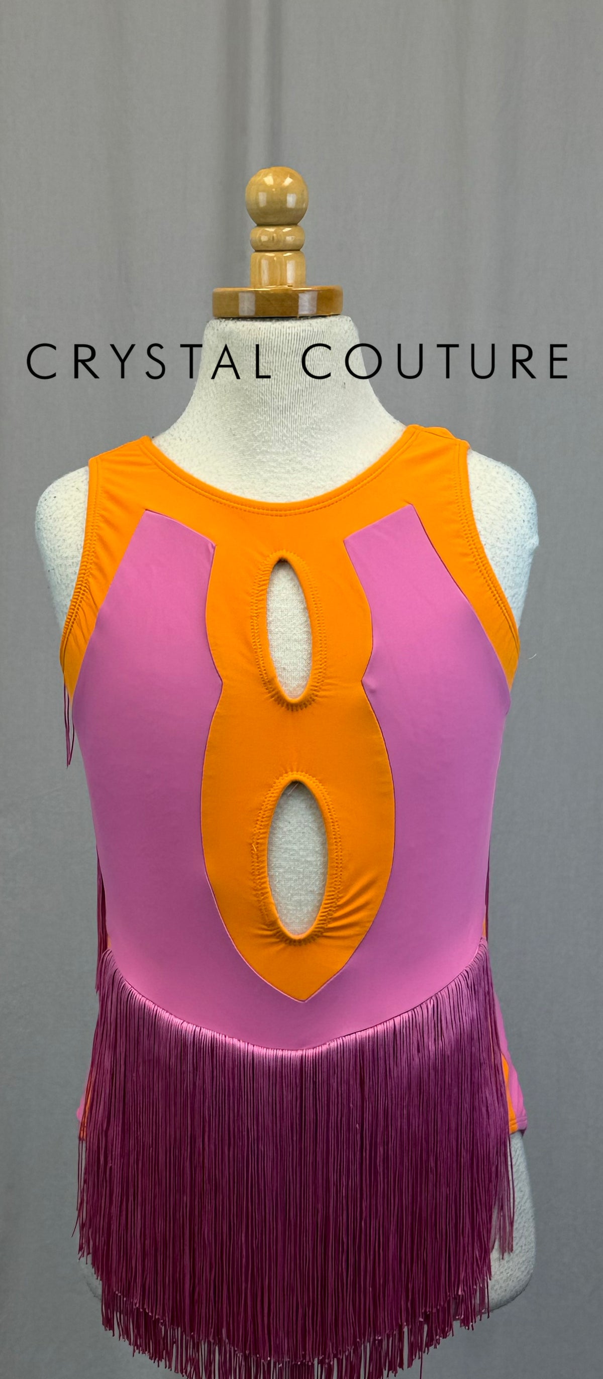 Pink and Orange Leotard with Fringe Skirt