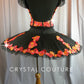 *Custom* Black Tutu with Orange and Red Floral Corset Top - Rhinestones Accessories