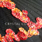 *Custom* Black Tutu with Orange and Red Floral Corset Top - Rhinestones Accessories