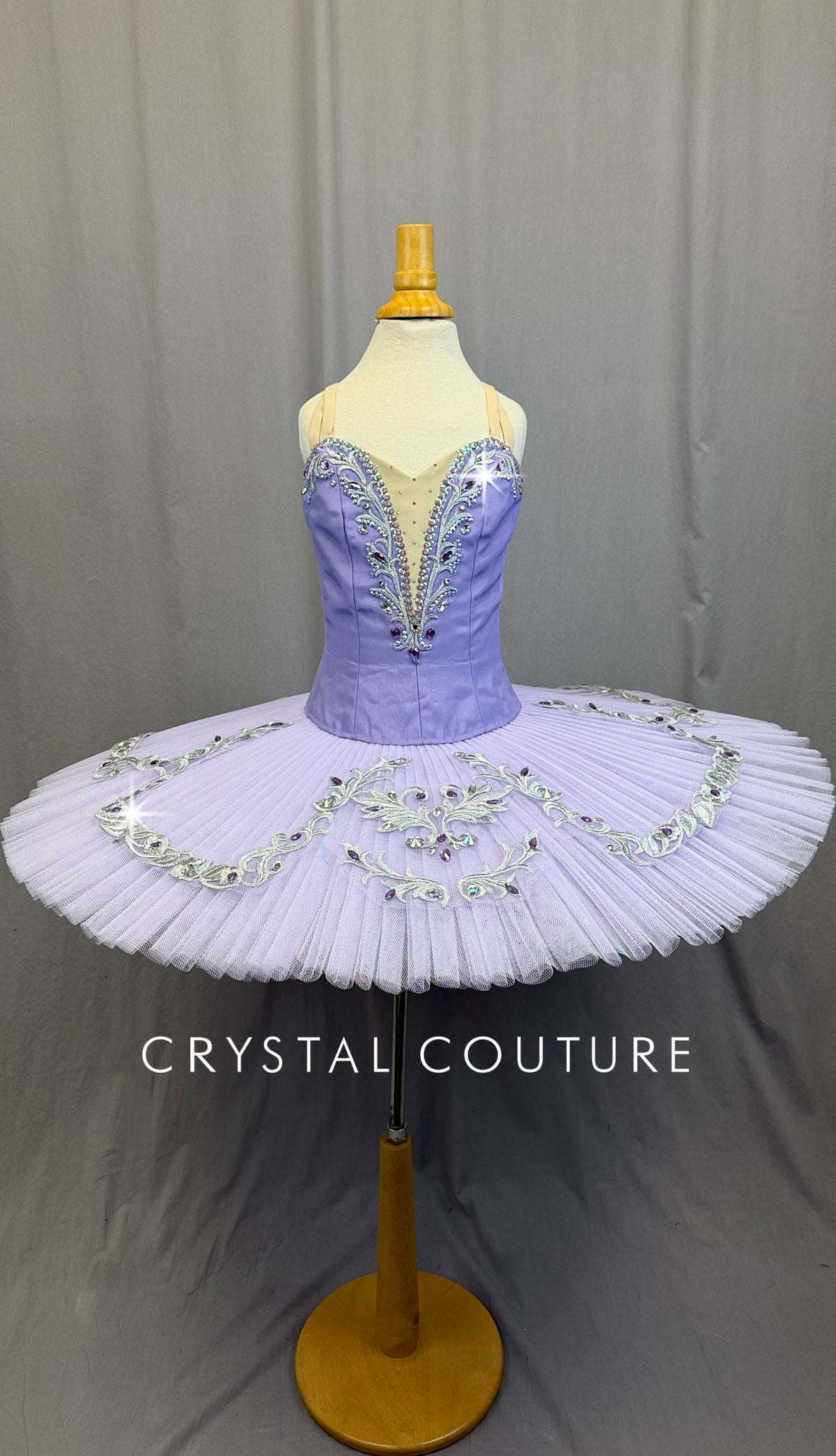 *Custom* Lavender Pancake Tutu with Silver Appliques - Rhinestones