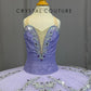*Custom* Lavender Pancake Tutu with Silver Appliques - Rhinestones