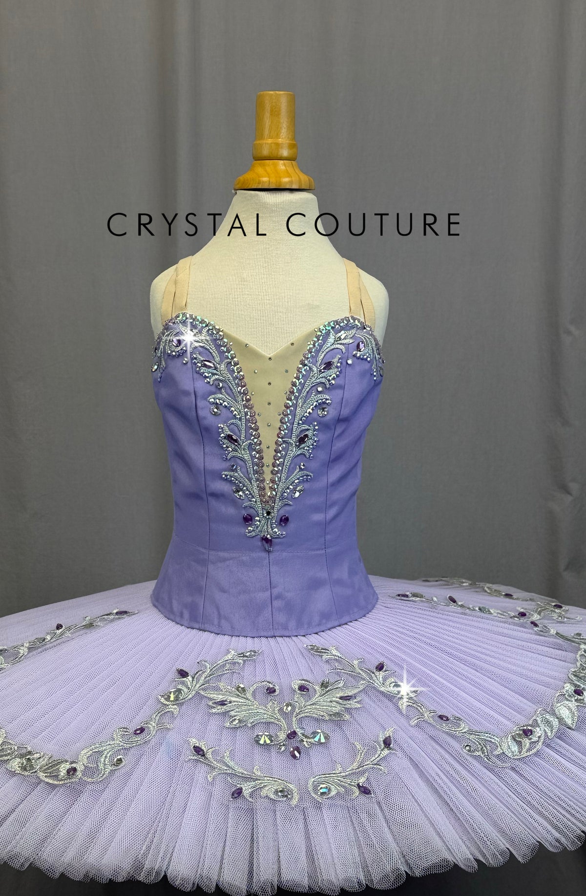 *Custom* Lavender Pancake Tutu with Silver Appliques - Rhinestones