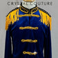 Royal Blue Velvet Marching Band Jacket and Brief Three-Piece Set -Rhinestones