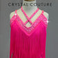 *Custom* Neon Pink Strappy Fringe Leotard - Rhinestones