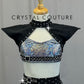 *Custom* Black and Silver Holographic Two-Piece Set with Chain Accents - Rhinestones
