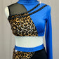 *Custom* Blue Cheetah Print Asymmetrical Two-Piece Set -Rhinestones