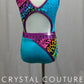 *Custom* Teal and Rainbow Animal Print Leotard -Rhinestones
