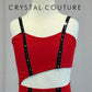 Red and Black Asymetrical Unitard -Rhinestones