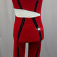 Red and Black Asymetrical Unitard -Rhinestones