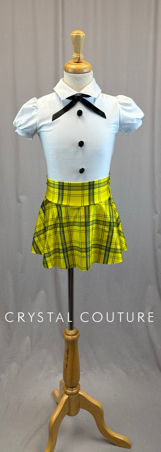 White and Yellow Uniform with Cap Sleeves