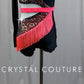 Pink and Black Sequin and Fringe Biketard-Rhinestones