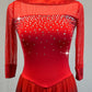 Red to Black Ombre Lycra and Mesh Skating Dress-Rhinestones