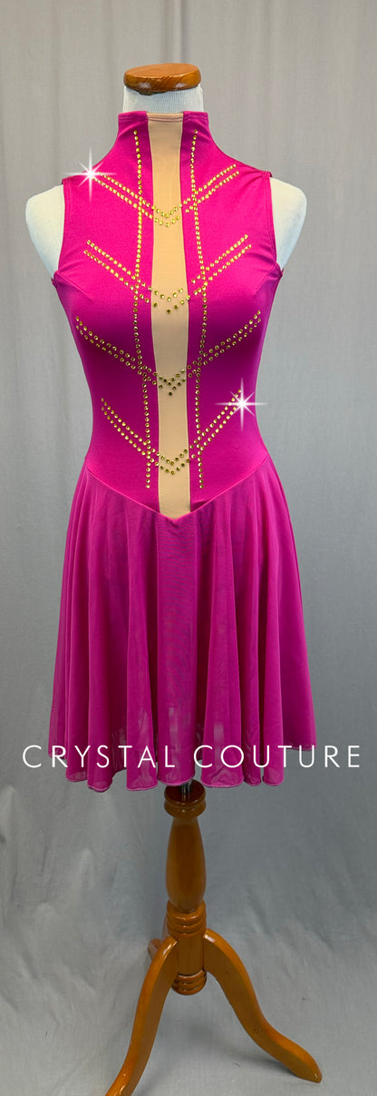 Magenta Pink Mock Neck Skating Dress