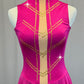 Magenta Pink Mock Neck Skating Dress