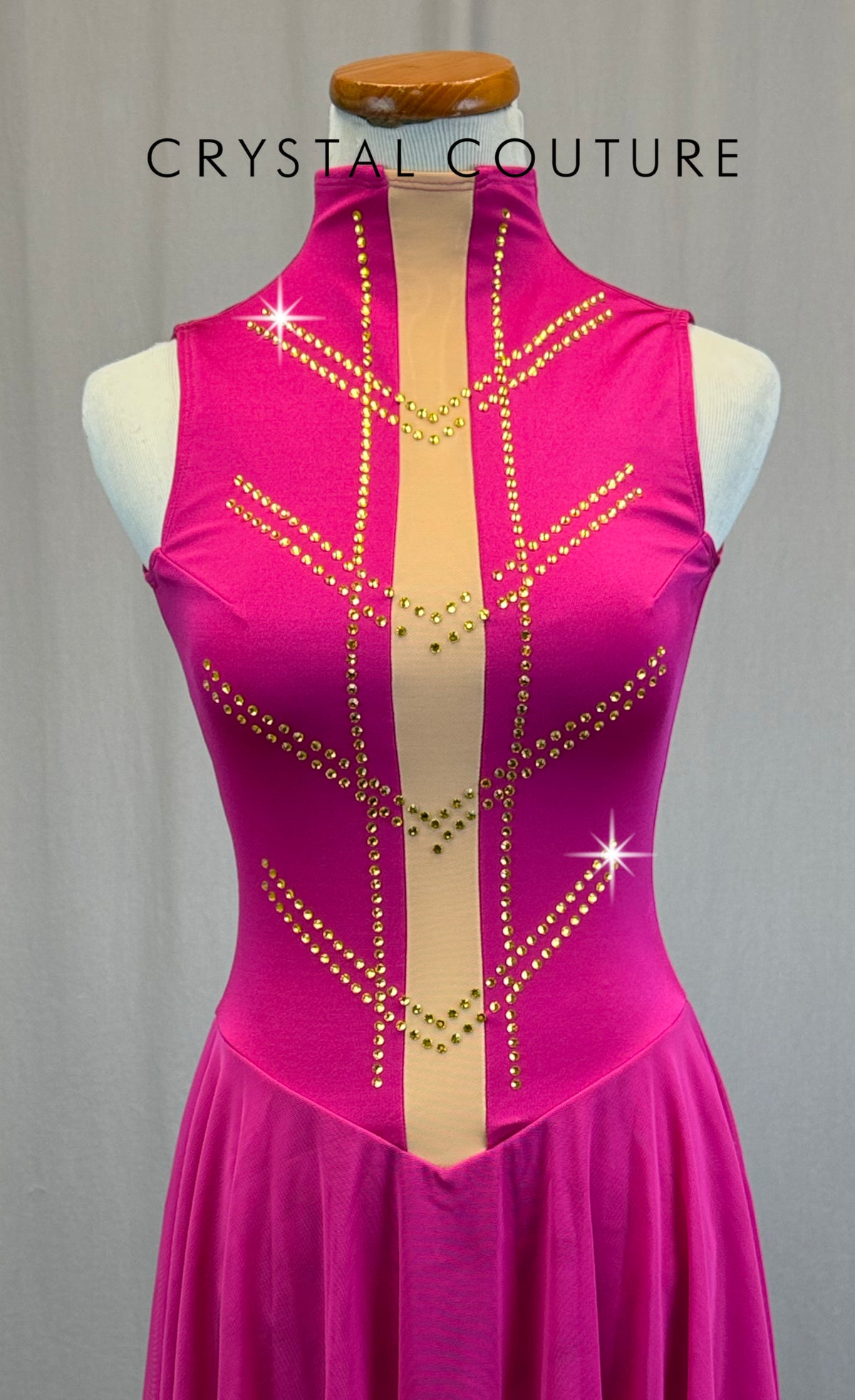 Magenta Pink Mock Neck Skating Dress