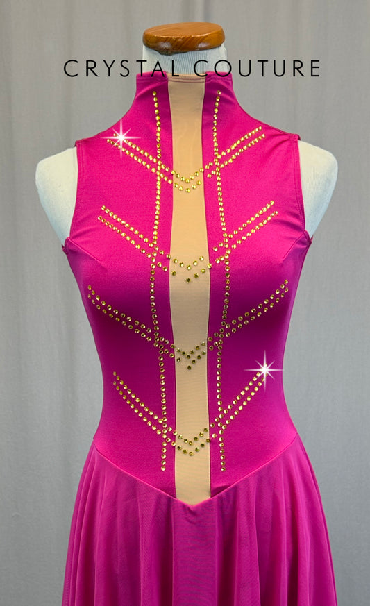 Magenta Pink Mock Neck Skating Dress