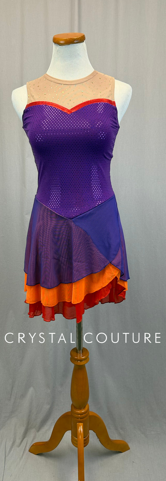 Purple and Orange Spangle Skating Dress