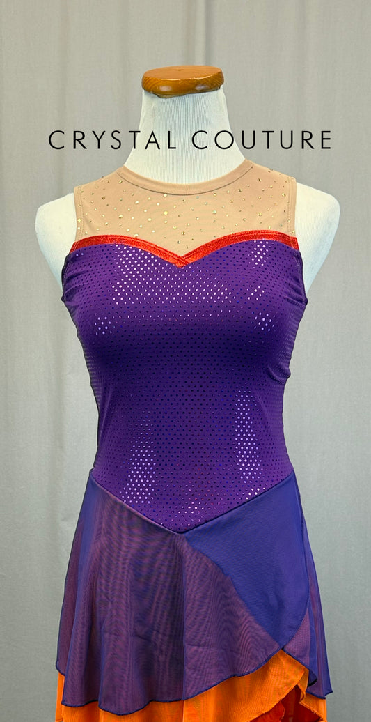 Purple and Orange Spangle Skating Dress