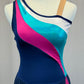 Navy Blue, Pink and Silver Asymetrical Dress