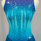 Teal and Blue Ombre Skating Dress - Rhinestones
